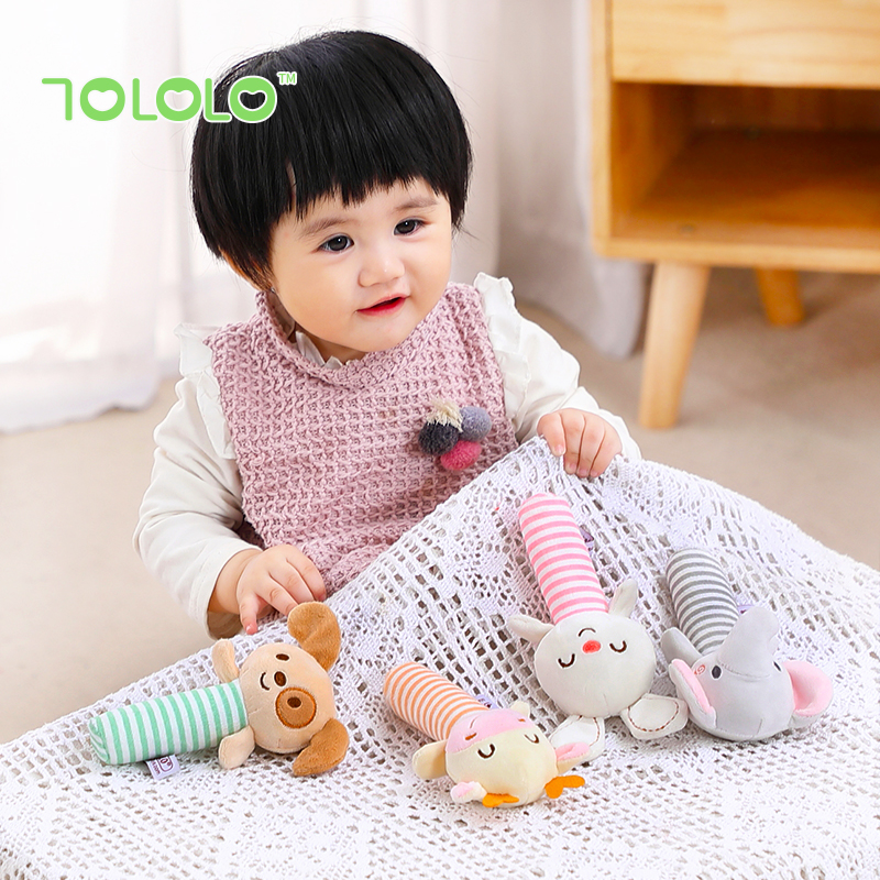 TOLOLO動(dòng)物手搖鈴嬰兒玩具0-3歲益智安