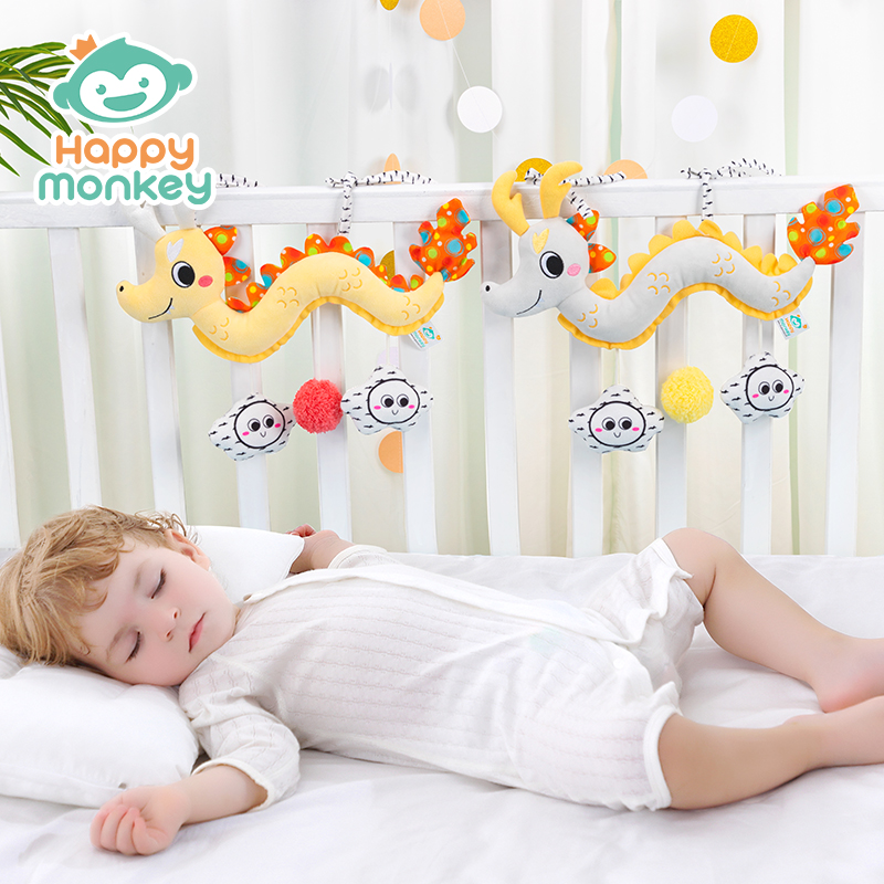 Happy monkey龍寶寶床繞床鈴?fù)婢邒胗變和栖?chē)掛件裝飾搖鈴 北歐